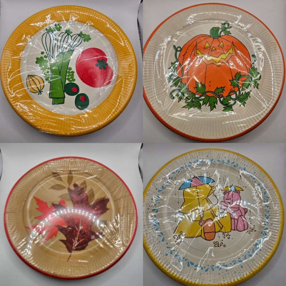 Variety Pack Gibson Vintage Paper Plates (fall, baby) 8 plates in each- 9 in